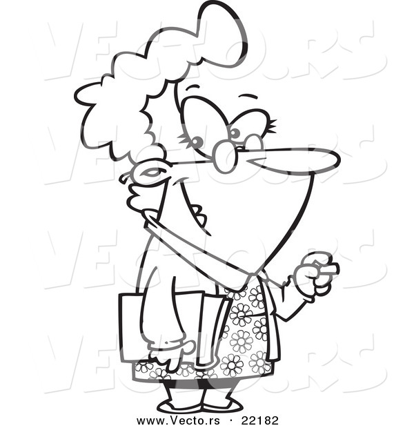Vector of a Cartoon Friendly School Teacher - Outlined Coloring Page