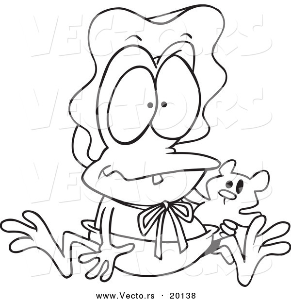 Vector of a Cartoon Frog Baby - Outlined Coloring Page