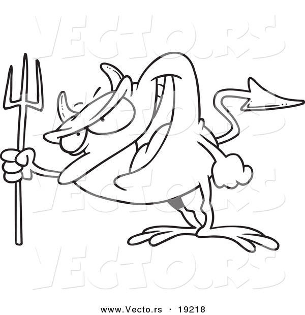 Vector of a Cartoon Frog Devil - Outlined Coloring Page
