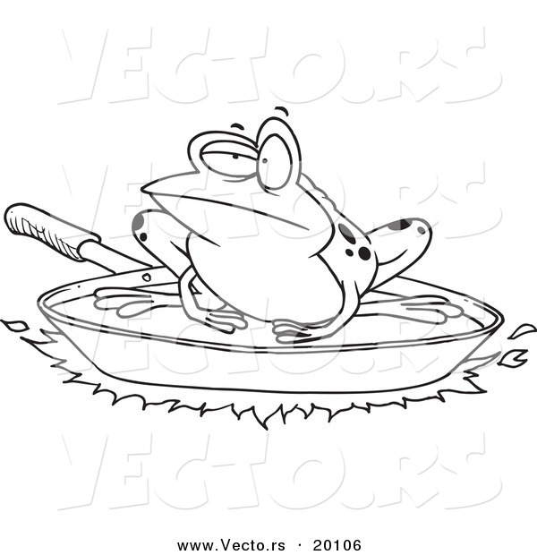 Vector of a Cartoon Frog on a Frying Pan - Outlined Coloring Page