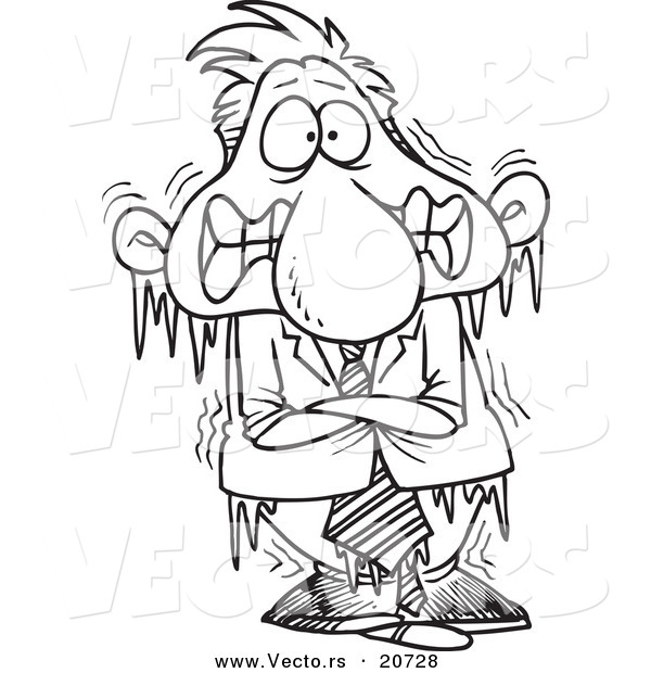 Vector of a Cartoon Frozen Businessman - Coloring Page Outline