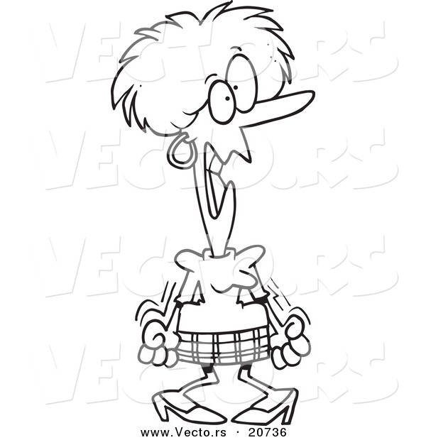 Vector of a Cartoon Frustrated Businesswoman - Coloring Page Outline