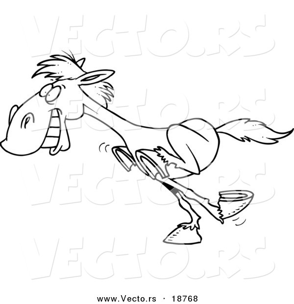 Vector of a Cartoon Galloping Horse - Outlined Coloring Page
