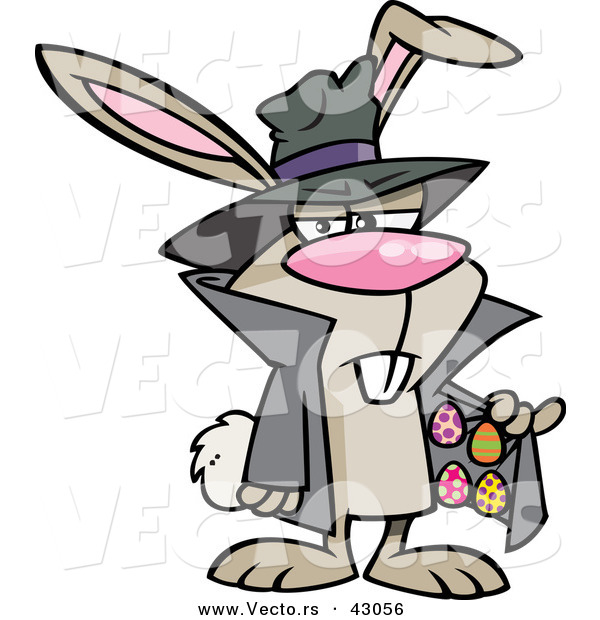 Vector of a Cartoon Gangster Easter Bunny Selling Valuable Stolen Eggs