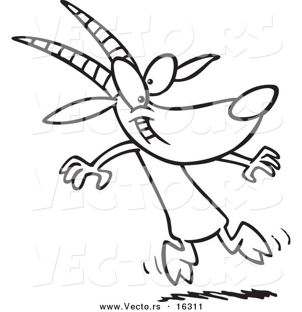 Vector of a Cartoon Goat Dancing - Outlined Coloring Page Drawing