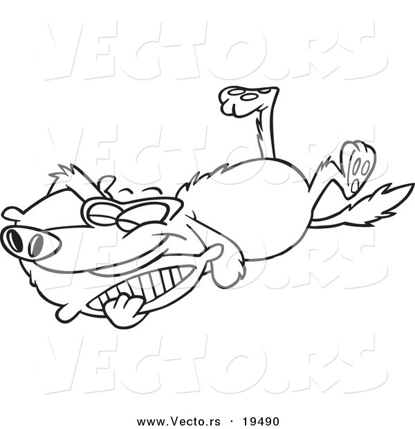 Vector of a Cartoon Golden Retriever Sleeping on a Pillow - Outlined Coloring Page