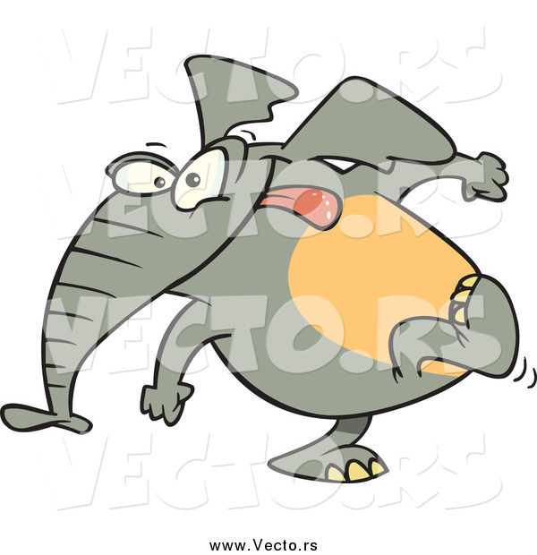Vector of a Cartoon Goofy Elephant Exiting Stage Left