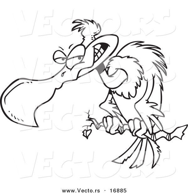 Vector of a Cartoon Grinning Buzzard - Coloring Page Outline