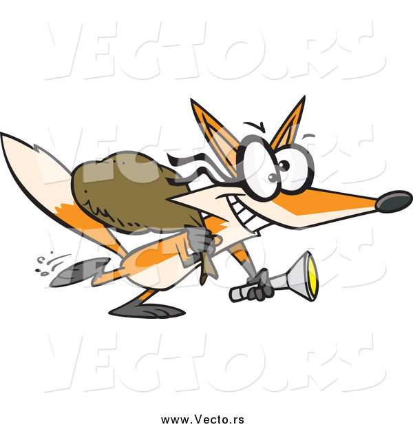 Vector of a Cartoon Grinning Robbing Fox