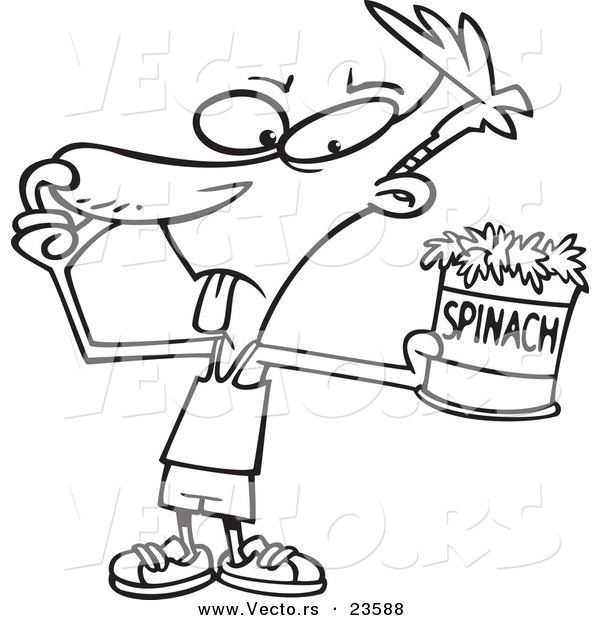 Vector of a Cartoon Guy Avoiding Spinach - Coloring Page Outline
