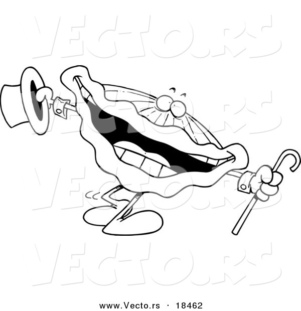 Vector of a Cartoon Happy Clam Dancing - Outlined Coloring Page
