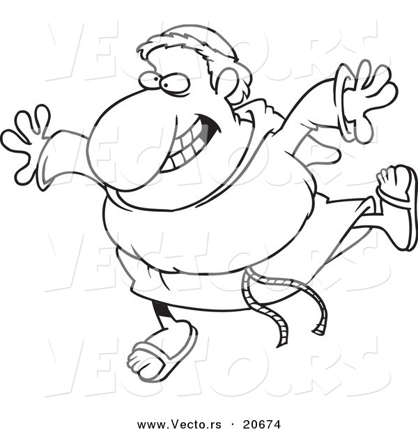 Vector of a Cartoon Happy Friar - Coloring Page Outline