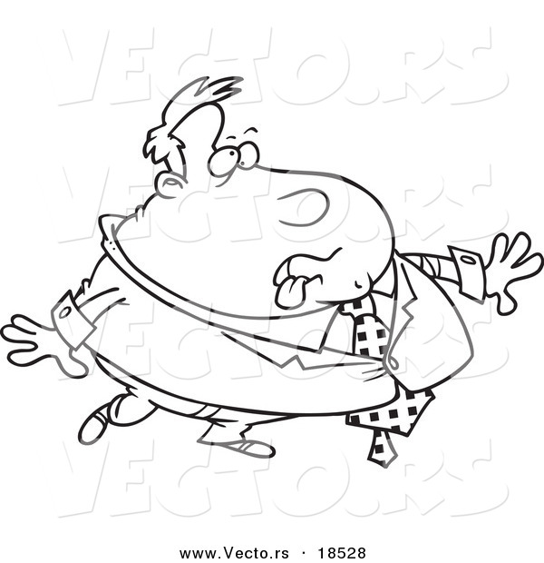 Vector of a Cartoon Heavy Businessman - Outlined Coloring Page