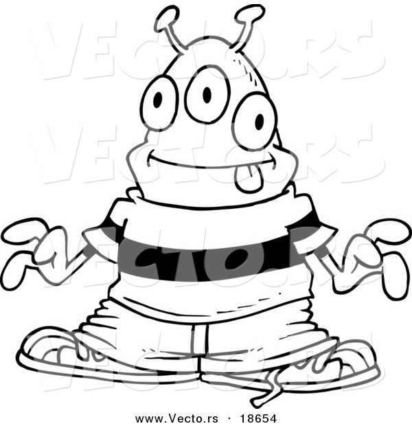 Vector of a Cartoon Hip Hop Alien - Outlined Coloring Page