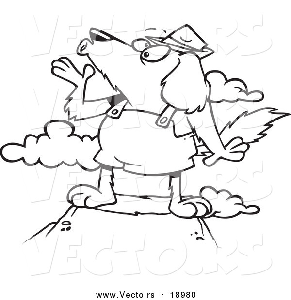 Vector of a Cartoon Howling Mountain Dog - Outlined Coloring Page