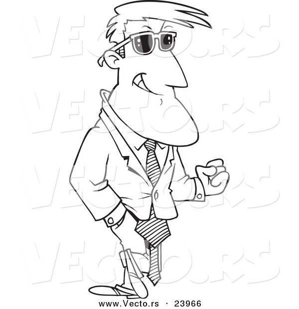 Vector of a Cartoon Hunky Businessman - Coloring Page Outline