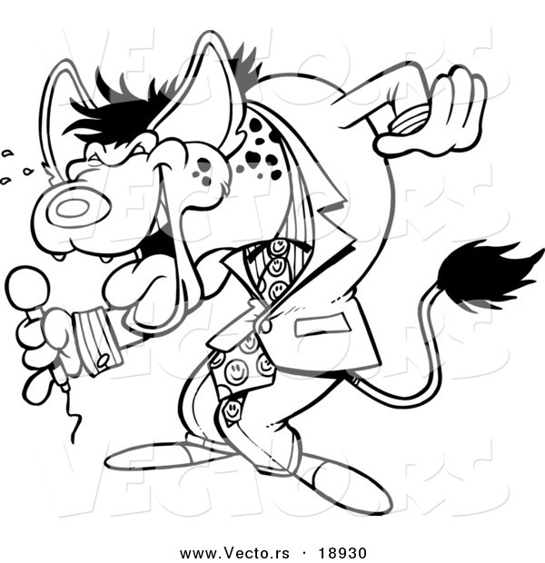 Vector of a Cartoon Hyena Comedian Laughing - Outlined Coloring Page