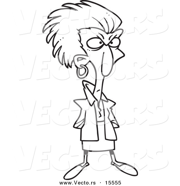 Vector of a Cartoon Intimidating Businesswoman - Coloring Page Outline