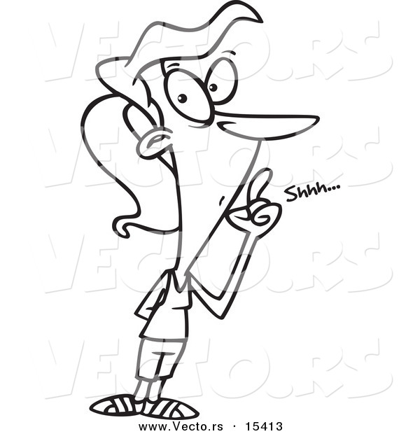 Vector of a Cartoon Jazzercise Woman with a Secret - Coloring Page Outline