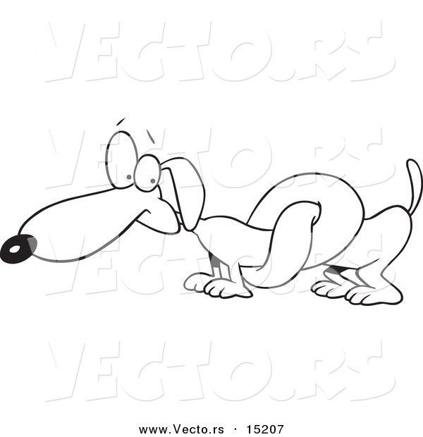 Vector of a Cartoon Knotted Wiener Dog Coloring Page