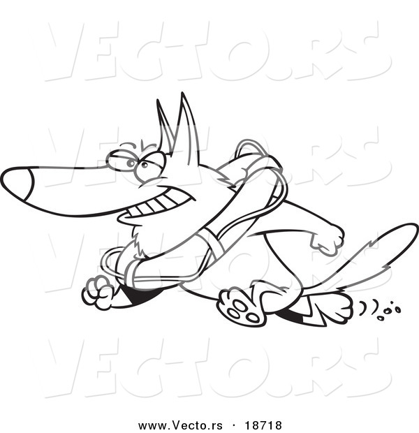 Vector of a Cartoon Lifeguard German Shepherd - Outlined Coloring Page