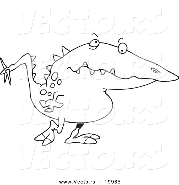 Vector of a Cartoon Long Nosed Monster - Outlined Coloring Page