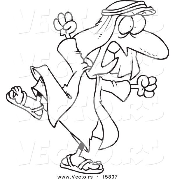 Vector of a Cartoon Mad Arab - Outlined Coloring Page Drawing
