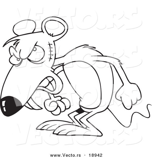 Vector of a Cartoon Mad Mouse - Outlined Coloring Page