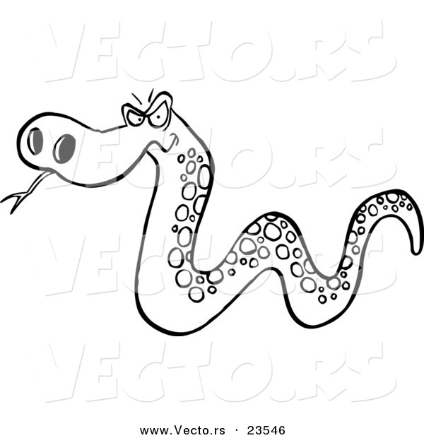 Vector of a Cartoon Mad Snake - Coloring Page Outline