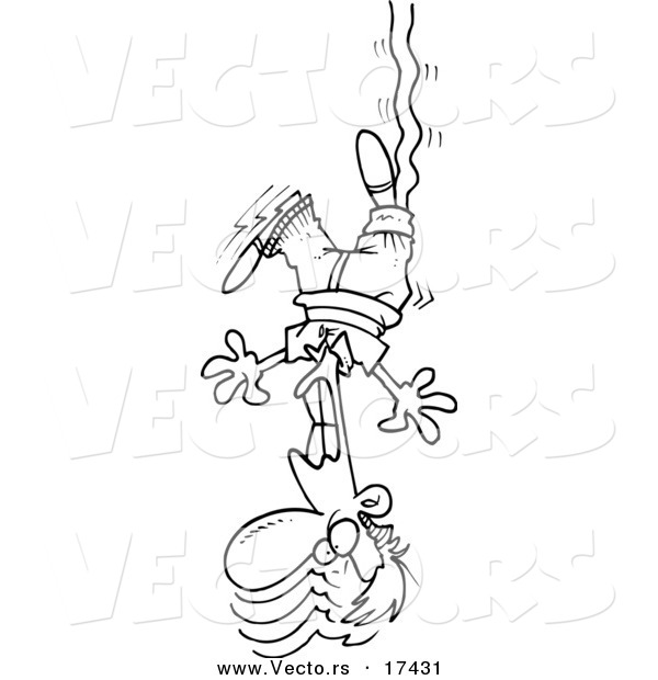 Vector of a Cartoon Male Bungee Jumper - Coloring Page Outline