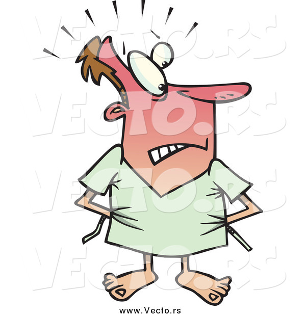Vector of a Cartoon Male Hospital Patient Trying to Cover up His Rear