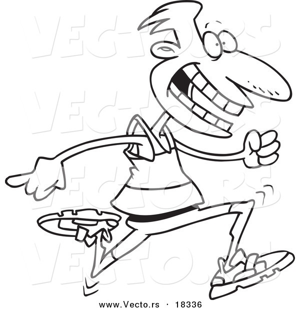 Vector of a Cartoon Male Runner - Outlined Coloring Page