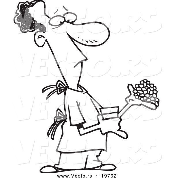 Vector of a Cartoon Man Carrying Medications - Outlined Coloring Page