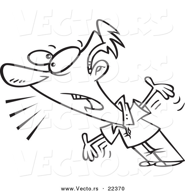 Vector of a Cartoon Man Complaining - Coloring Page Outline