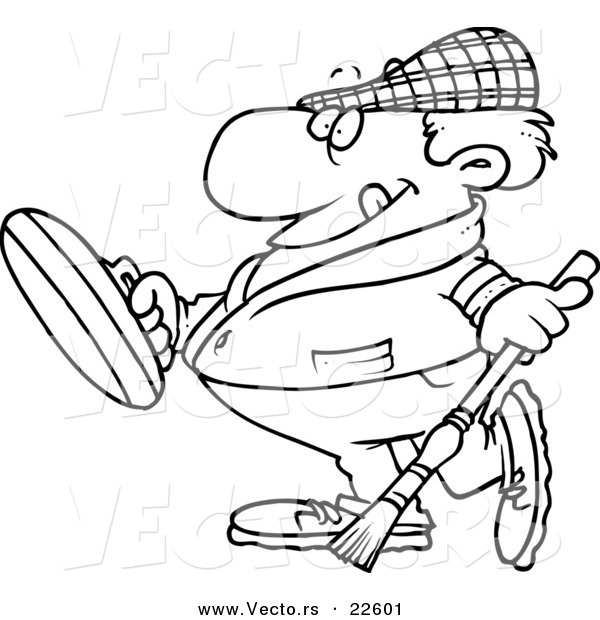 Vector of a Cartoon Man Curling - Coloring Page Outline