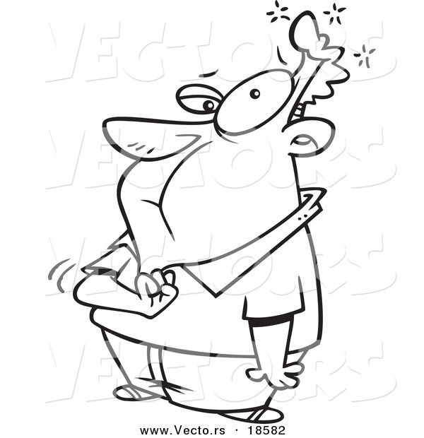 Vector of a Cartoon Man Experiencing Heart Burn - Outlined Coloring Page