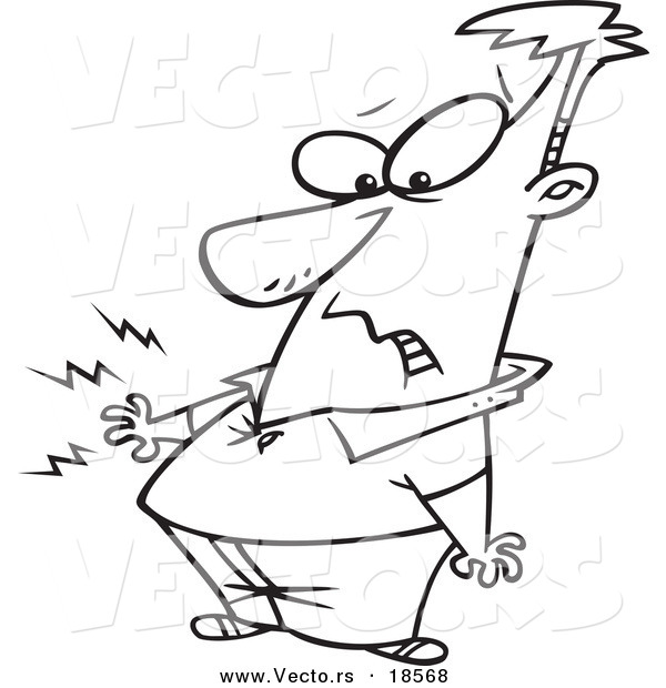Vector of a Cartoon Man Feeling Heart Burn - Outlined Coloring Page