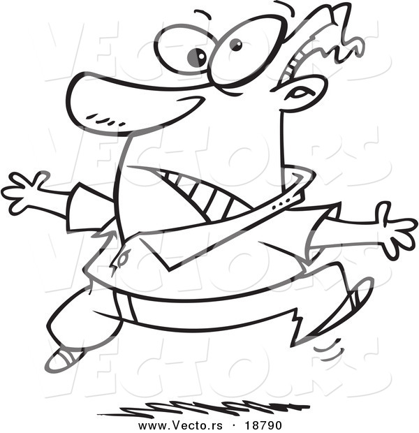 Vector of a Cartoon Man Hopping - Outlined Coloring Page