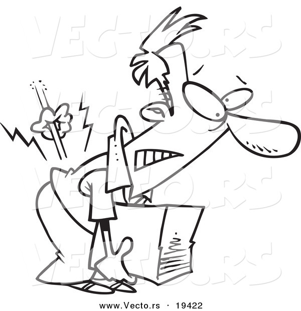Vector of a Cartoon Man Hurting His Back While Picking up a Box - Outlined Coloring Page