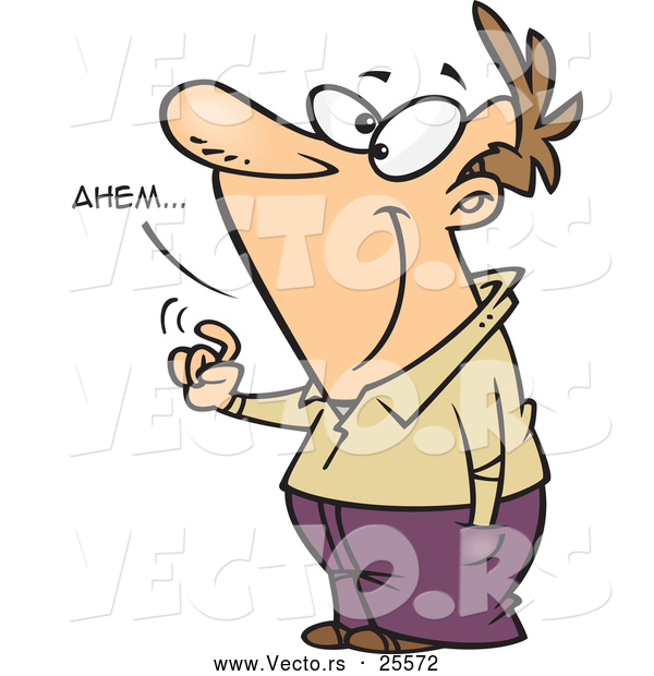Vector of a Cartoon Man Making an Annoying "Ahem" Sound While Tapping His Finger