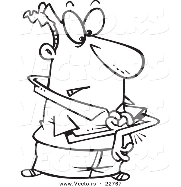 Vector of a Cartoon Man Pinching His Arm - Coloring Page Outline
