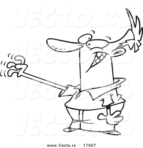 Vector of a Cartoon Man Reaching - Coloring Page Outline