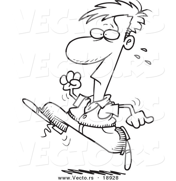 Vector of a Cartoon Man Running - Outlined Coloring Page