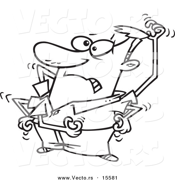 Vector of a Cartoon Man Scratching Itches - Coloring Page Outline