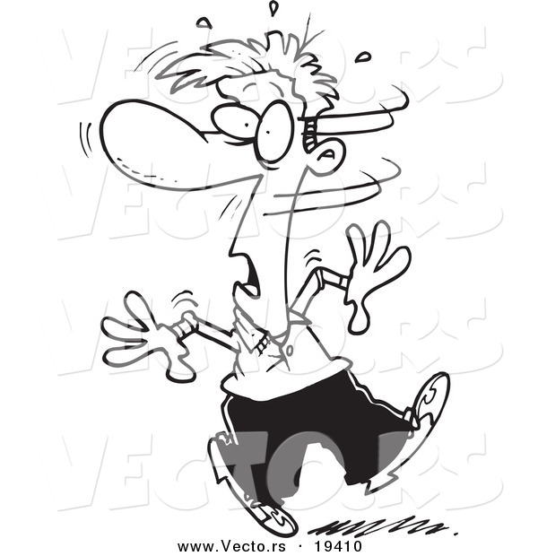 Vector of a Cartoon Man Turning His Head in Disbelief - Outlined Coloring Page