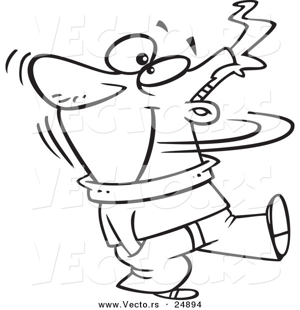 Vector of a Cartoon Man Walking and Taking a Touble Take at a Beautiful Woman - Outlined Coloring Page