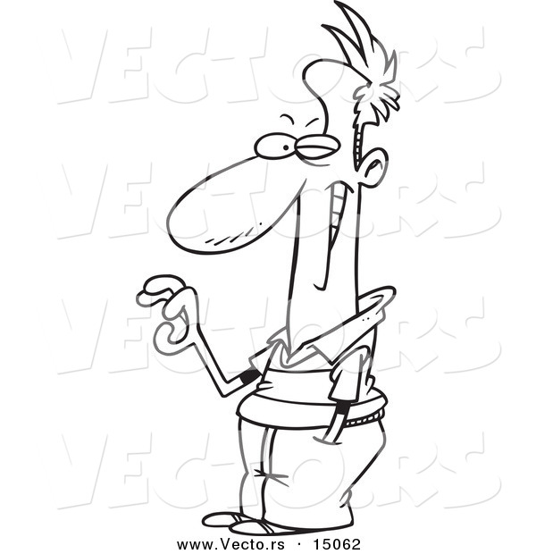 Vector of a Cartoon Man Winking and Gesturing OK - Coloring Page Outline