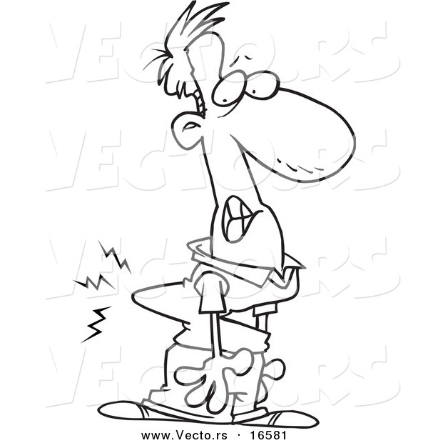 Vector of a Cartoon Man with a Crooked Back - Outlined Coloring Page Drawing