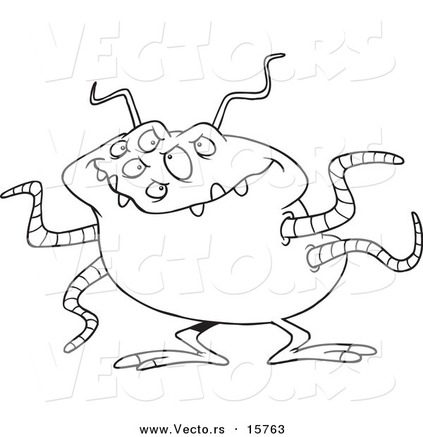 Vector of a Cartoon Menacing Alien - Outlined Coloring Page Drawing