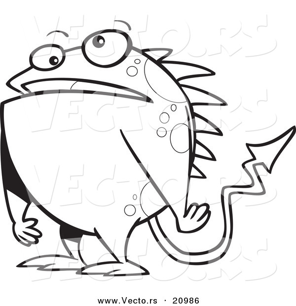 Vector of a Cartoon Monster with Spikes - Coloring Page Outline